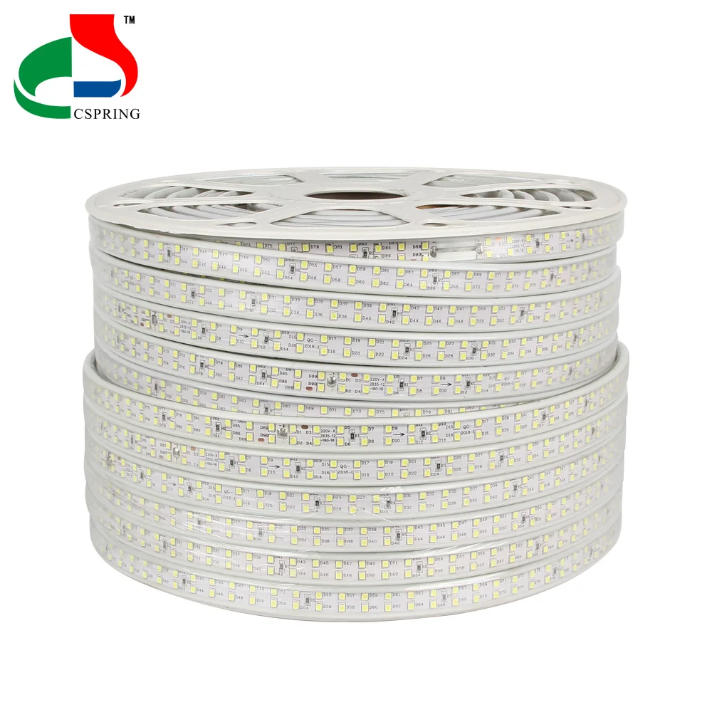 AC220v Blue Green Warm white Double rows SMD2835 12W/M led strip light for outdoor