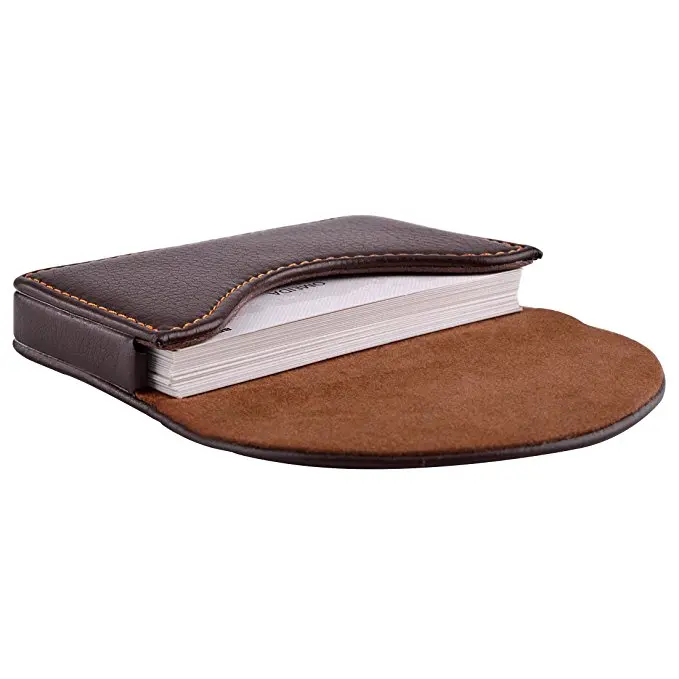Leather Business Card Cases Holder with Magnetic Shut , Name Card Case for Men or Women