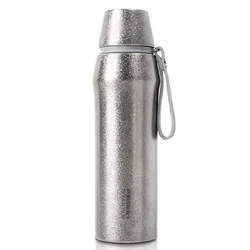 FEIJIAN Sport Titanium Water Bottle with Diamond Surface 460 ml Pure Titanium Vacuum Luxury Ultralight Bactericidal for GYM/Gift