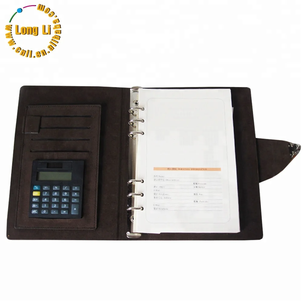 Top Grade Spiblackuabsatbag Agenda Notebhookwith Calculator Leather Promotion Colors Leather Notebook Journal Diary PU Leather