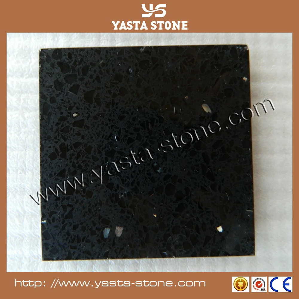 Cheap 30x30 Quartz Stone Black Floor Tiles With Sparkle