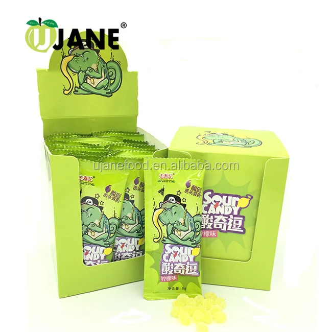 Lemon flavour sour candy discolor your tongue sour candy with fruity flavor