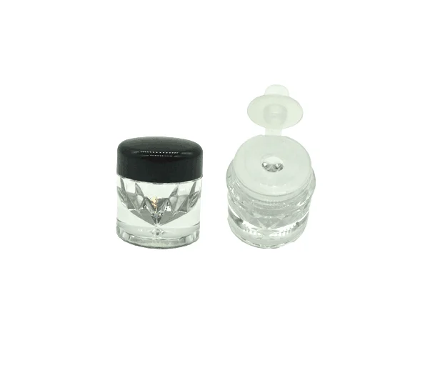  3G loose Powder Jars glitter jar with Sifter Mesh Empty Diy nail container Packing case Black cap diamond