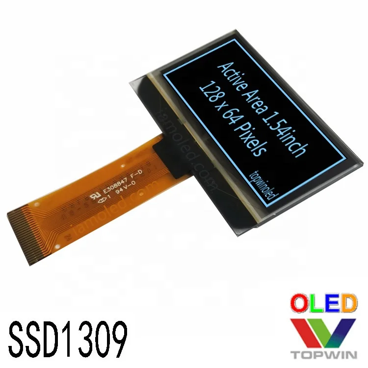 Topwin 1.54' 1.54inch 1.54 inch 128x64 pixels White/blue/yellow 24p feet oled display  UG-2864KSWMG01 with I2C SPI parallel