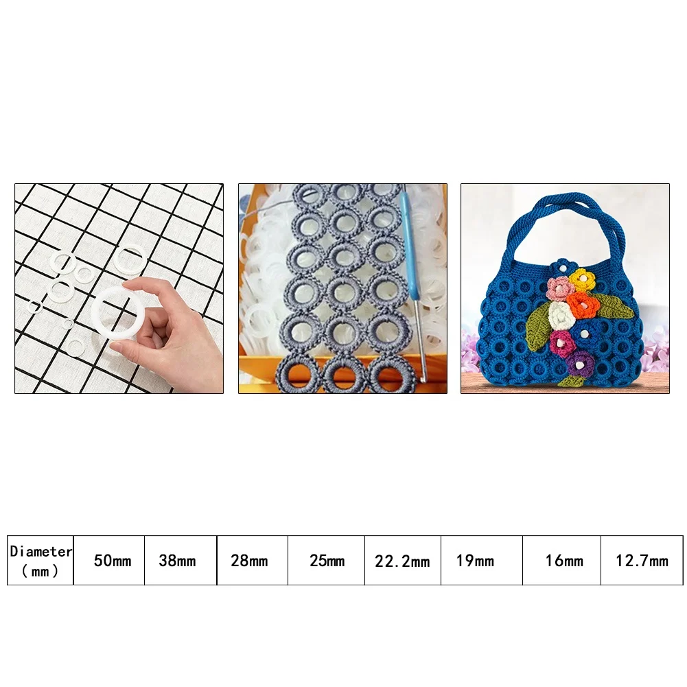 SKC Plastic Fabric Rings Eyelet White Hook Bag Circle Plastic O Ring for Crochet Hook