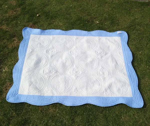 Wholesale Monogram Blank Cotton Baby Quilt Four Seasons Embossed Scalloped Throw Blanket Embossed Baby Quilt