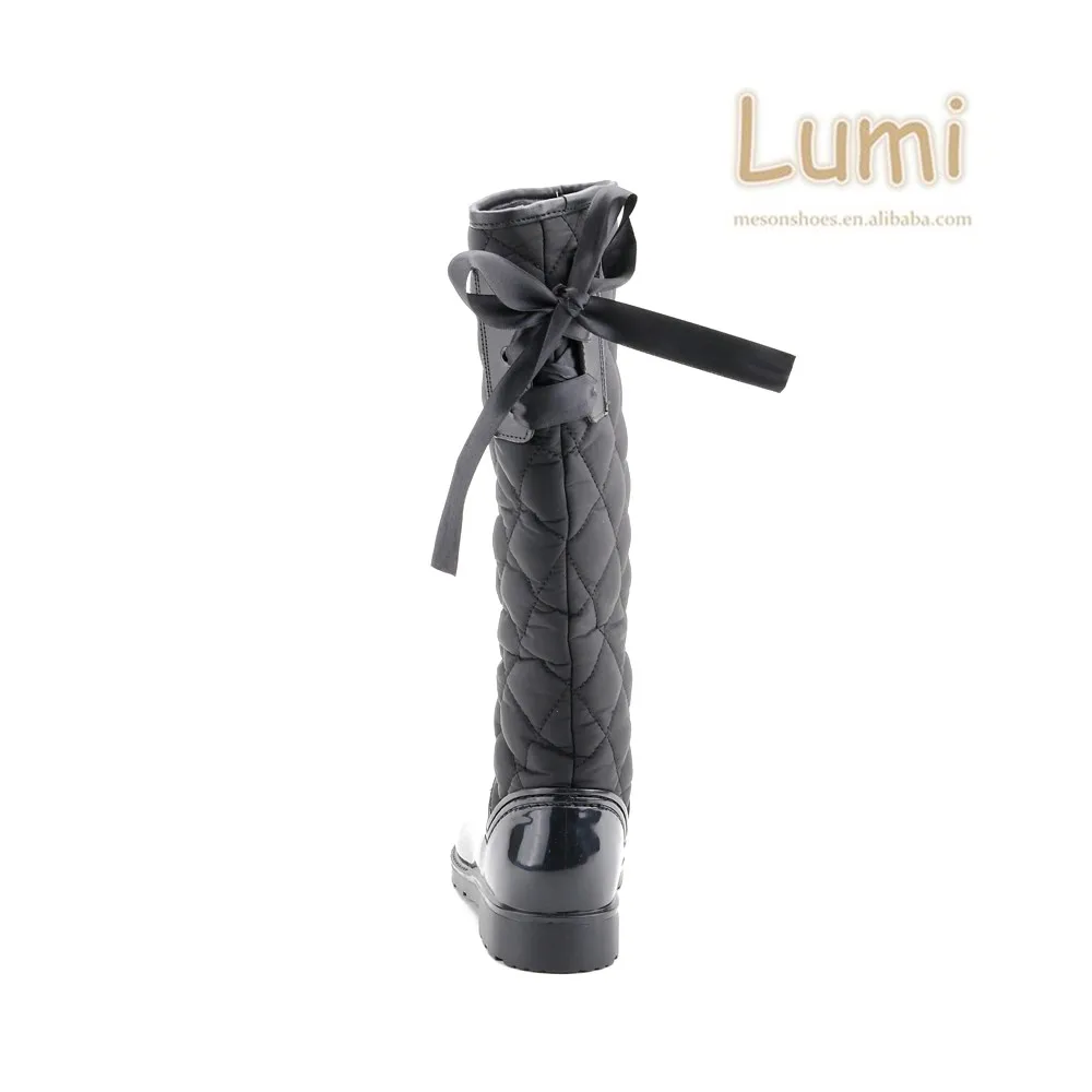 black knee rainboots with bow tie cotton rainboots fashion cool rainboots