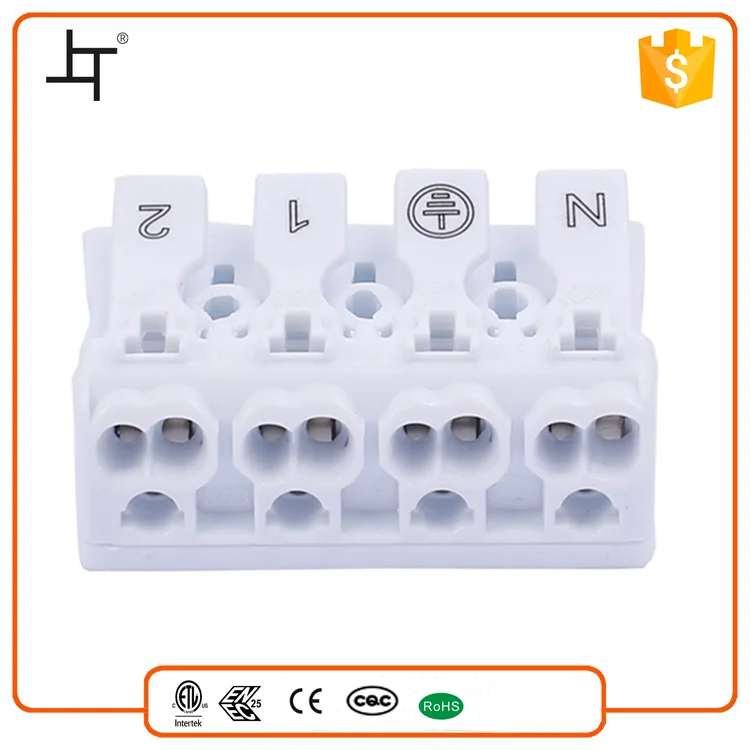 Greenway plastic 4 pin connector terminal with ground tap for LED lighting 863-4