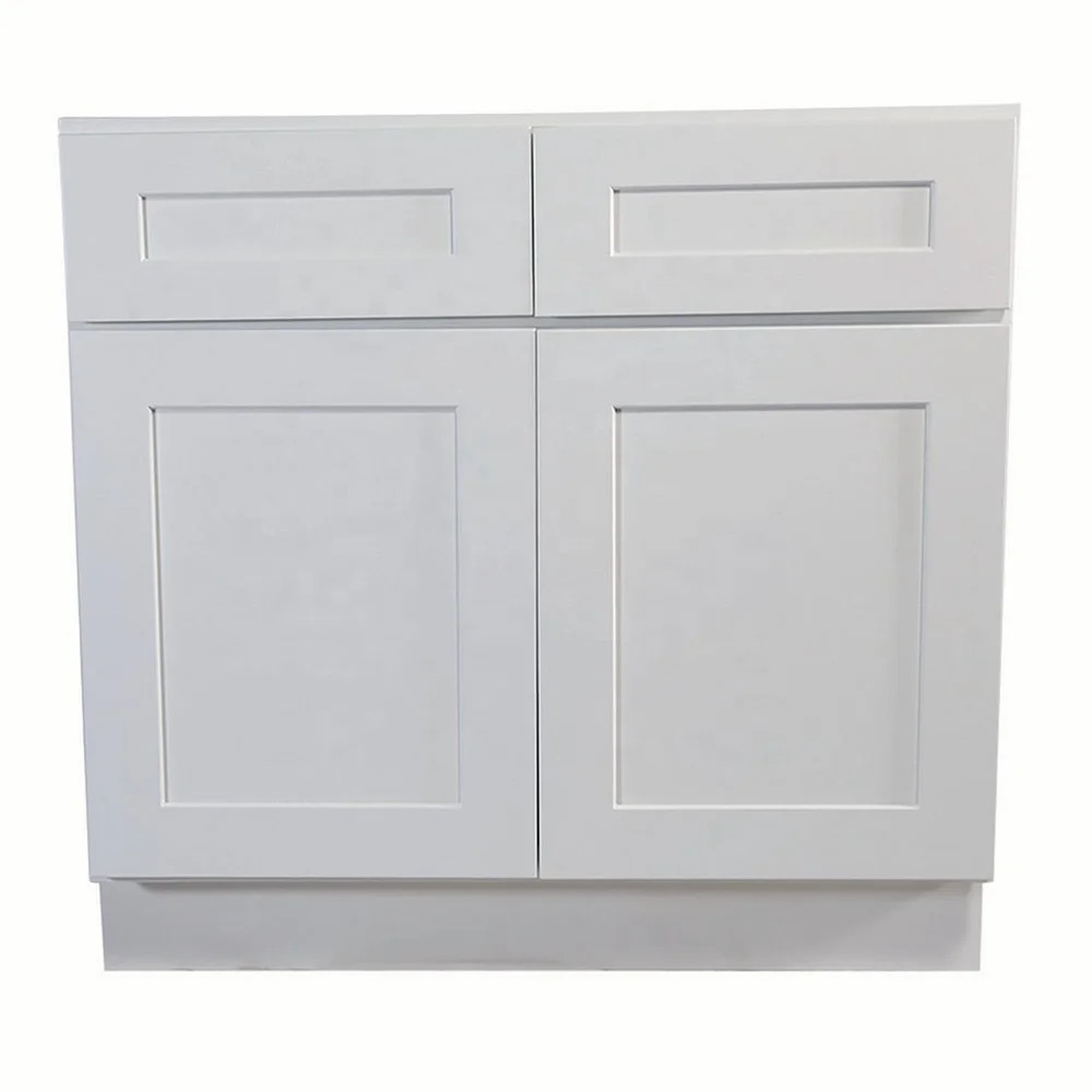 Solid Wood Unassembled White Shaker Base Kitchen Cabinet made in China