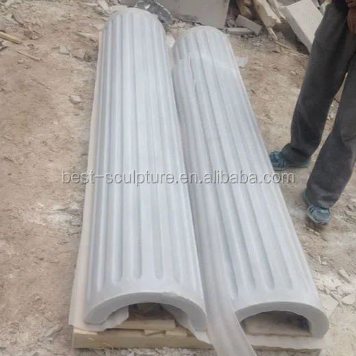 wholesale natural marble half and hollow round pillar design for sale