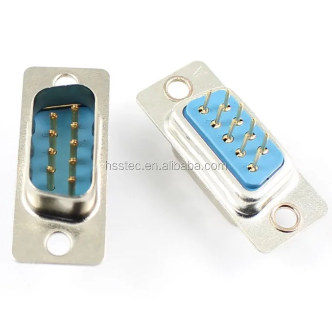 D-SUB 9 Pin Male Straight Round Pin DIP PCB Connector DB9M 2 Row DB9 DP9 180 degree