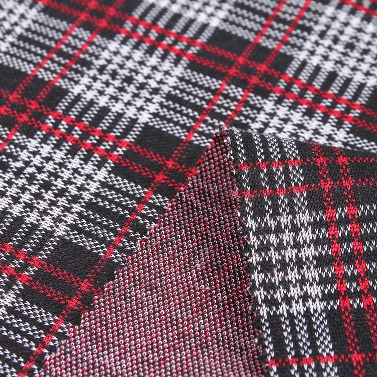 Winter Textile Knitting Madras Check Suit Textured Fabric Polyester Spandex Jersey Fabric Knitted A4 Size Sample YARN DYED 1000M