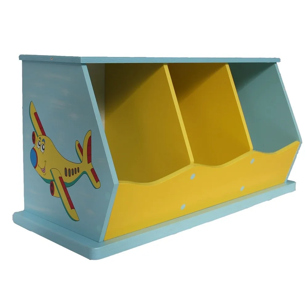 Toddler children kids wooden 3 cube shelf toy storage cabinet