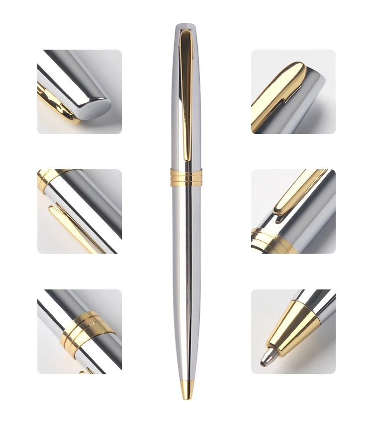 Luxury steel pen with custom logo metal pen ball steel pen canetas