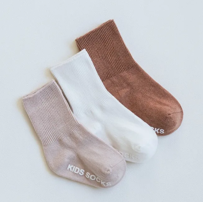 Double needles loose baby socks 0-3-5 years old anti slip tube baby socks newborn socks