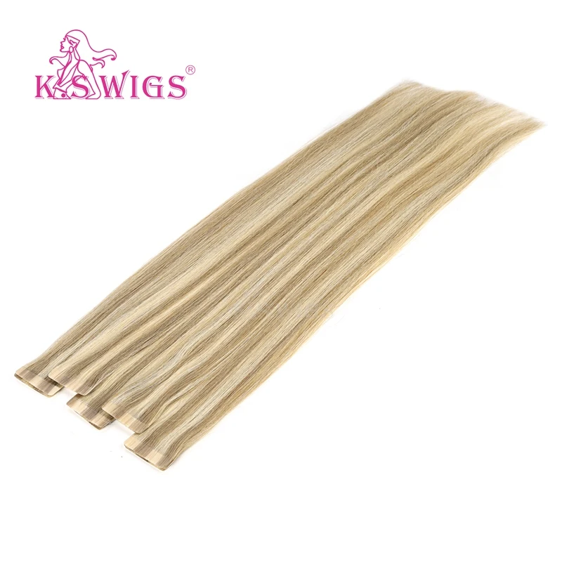 
K.S WIGS Hook Tape For Hair 20 Inch Green Tape Hair Double Drawn Tape In Virgin Hair Extens 
