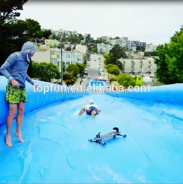 High quality commercial city slip and slide and inflatable water slide on top sales