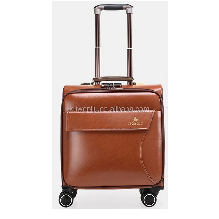 LAPTOP LEATHER TROLLEY HAND LUGGAGE FLIGHT CABIN BUSINESS TRAVEL CASE