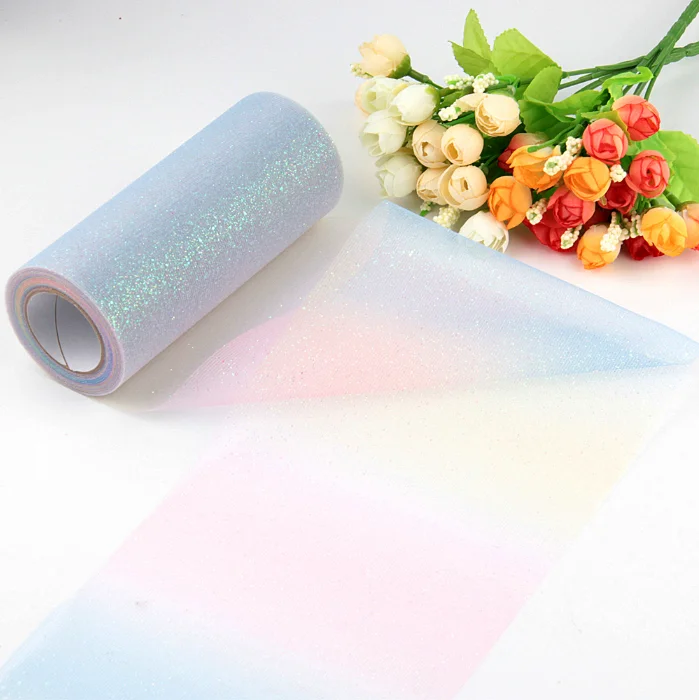 Rainbow Tulle Roll Spool Yarn Tutu DIY Table Kids Skirt Gift Craft Fabric Party Bow Tulle Rolls Wedding Party Decoration Favor
