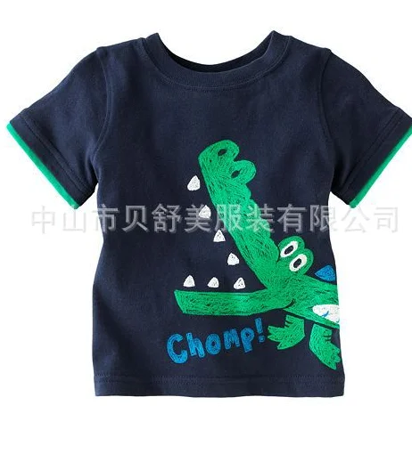 
oem China supplier 2016 hot sell cotton fabrics high quality western style blue t-shirt boys party dress 
