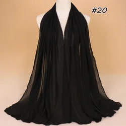 Wholesale Islamic Shemagh Solid Color High Quality Plain Chiffon Muslim Hijab Scarf Shawl Pashmina For Lady