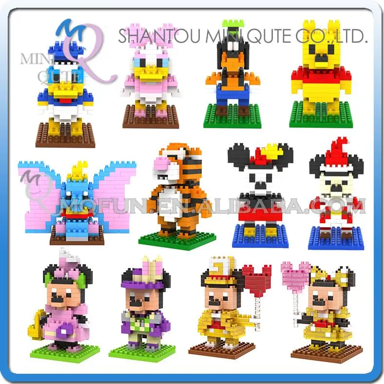 Mini Qute WTOYW LOZ kawaii Cartoon mouse bear duck dog diamond block plastic cube building blocks