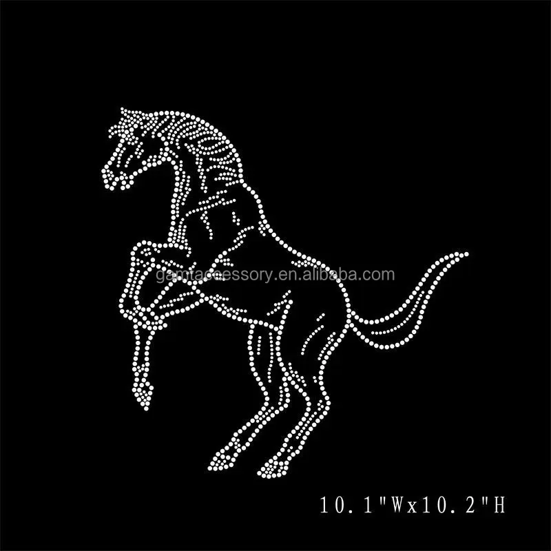 Horse motif hotfix korea rhinestone transfer iron on applique for tshirt