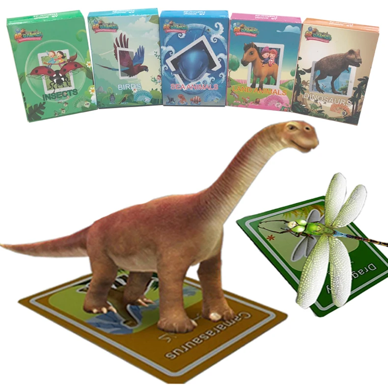 New Toys 2021  Augmented Reality  educational toys  tool poker card 4D animal card game 4D flashcards for children