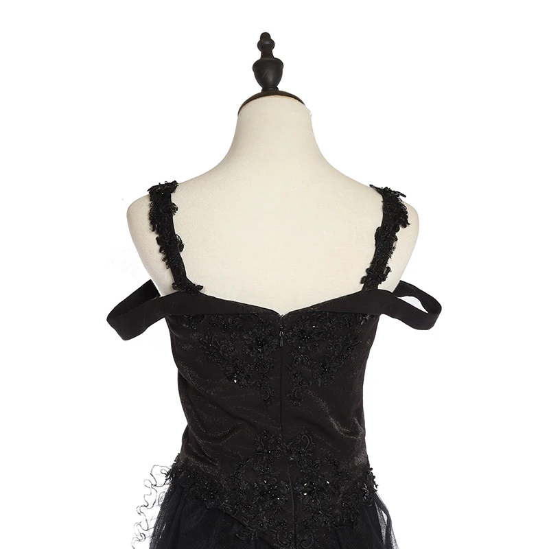 Off the shoulder long gowns party wear hot sale beaded black evening dress