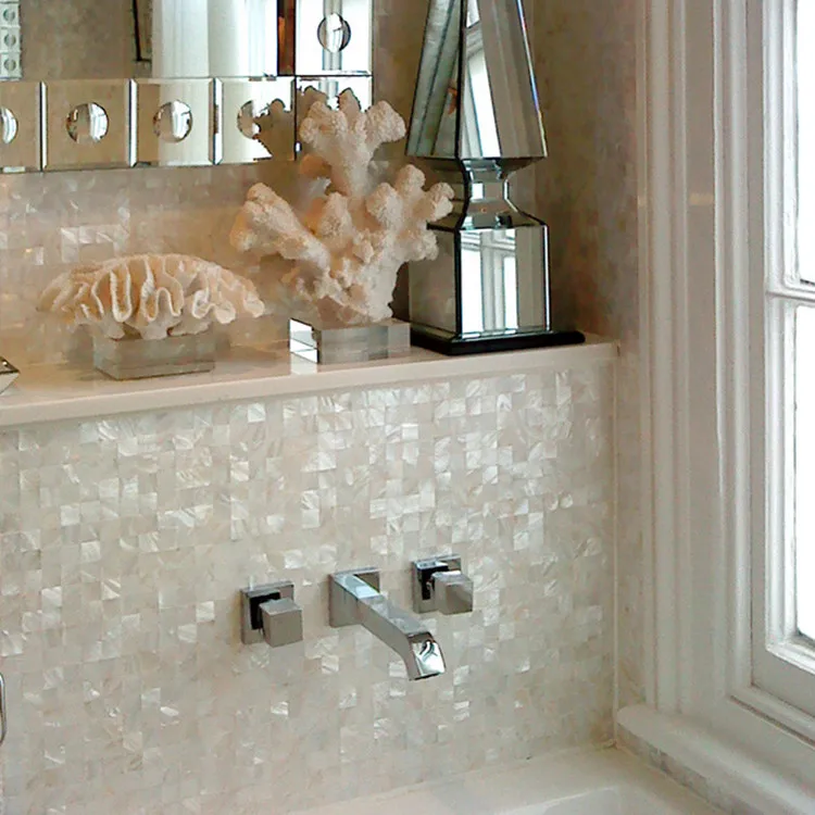 Popular Design White Color Mother Of Pearl Shell Tile Mosaic