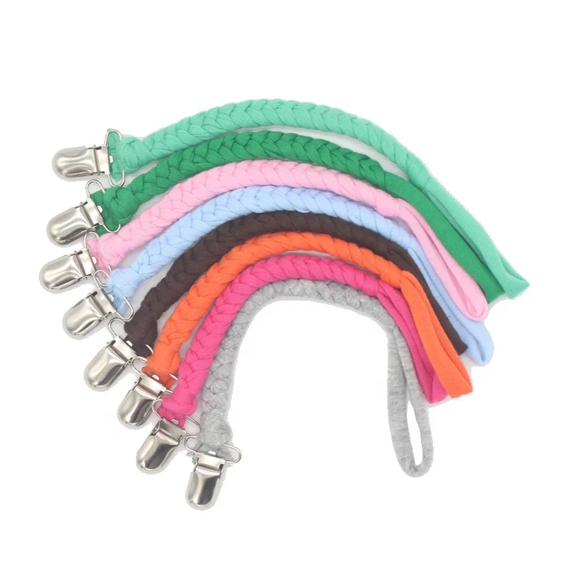 Baby Care Dummy Cotton Chain Pacifier Holder Clips Braided Pacifier Clip- Soft Fabric Binkie Clip holder
