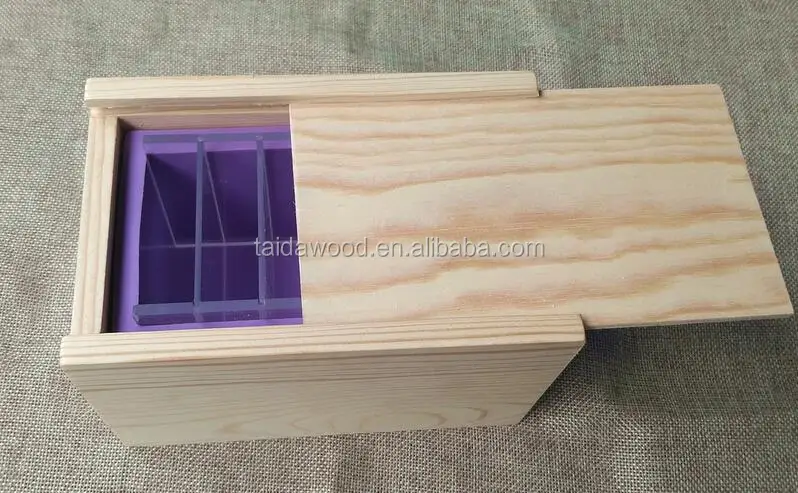 Family bathroom storage tray pine soap box with sliding cover