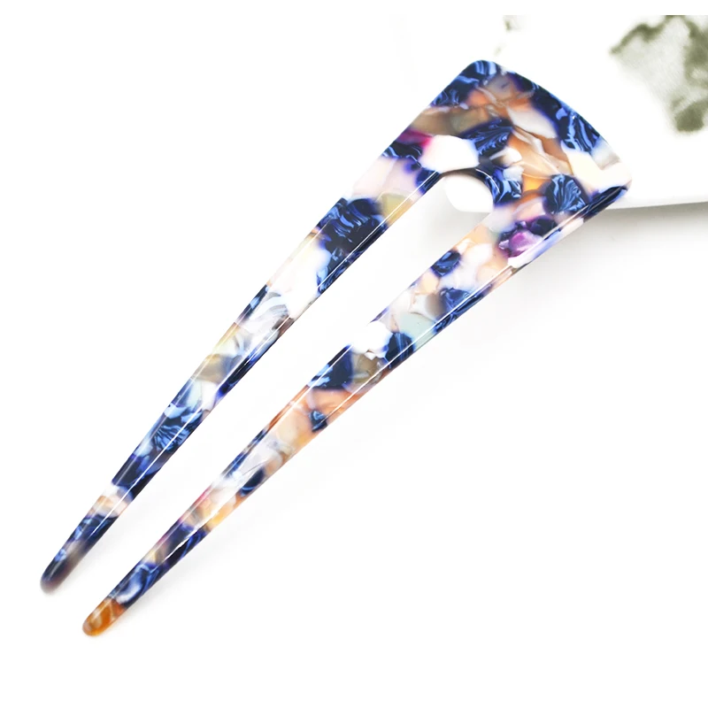 
Traditional Chinese Hair Accessories Chop Sticks Jewelry Women Colorful Hair Sticks U Shape Marble Hair Sticks For Ladies 