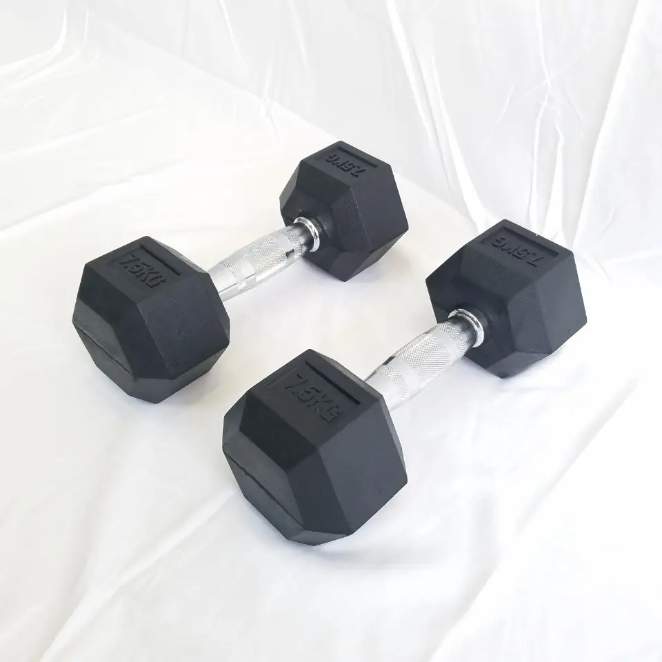 Gym Fitness Hex Rubber Dumbbell