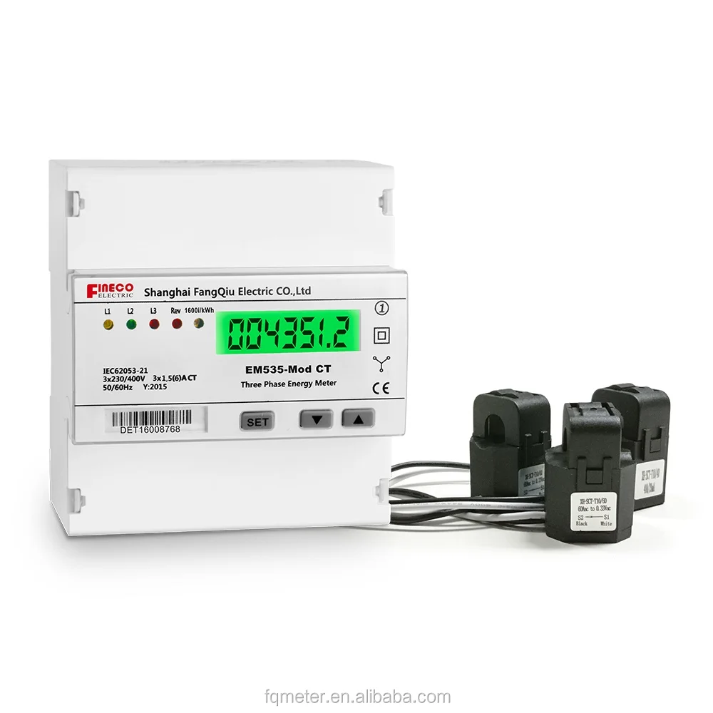  EM535-Mod CT 330mV входное напряжение переменно тока 3 фазы 4 провода rs485 modbus счетчик