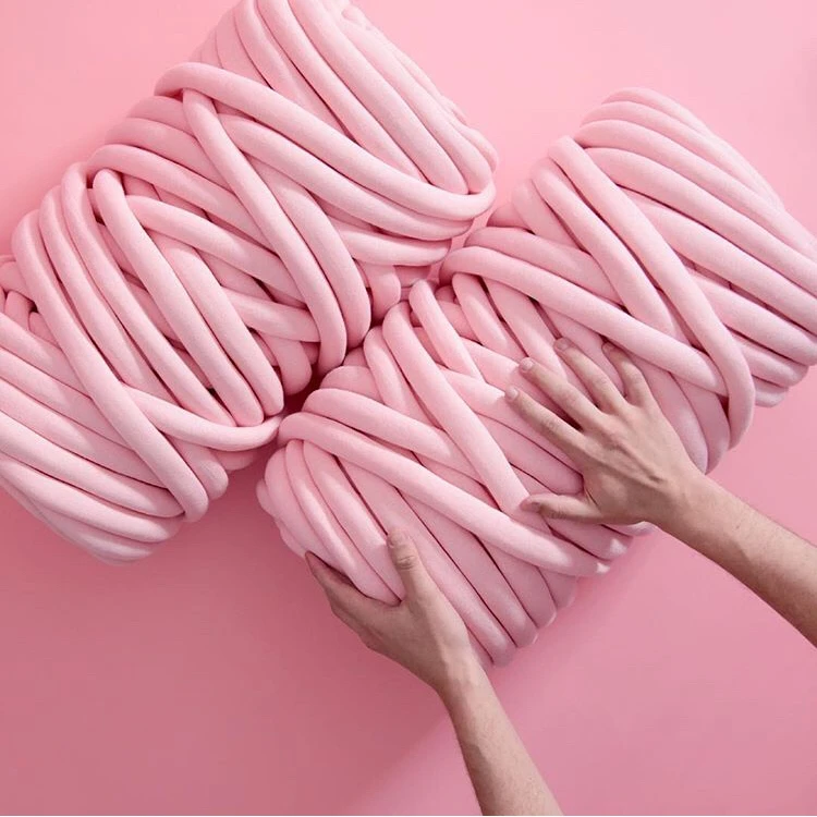 Lq Seamless Machine Yarn Colorful Ready Stock 100% Cotton Washable Hollow Fiber Filled Tube Braid Hand Knitting 100% Polyester