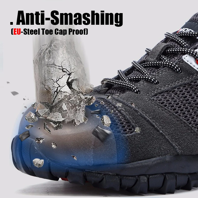 
LARNMERN Men Work Safety Shoes Steel Toe Cap Boots Professional Mesh Hombres Puntera De Acero Zapatos Anti-Smash Work Shoes 