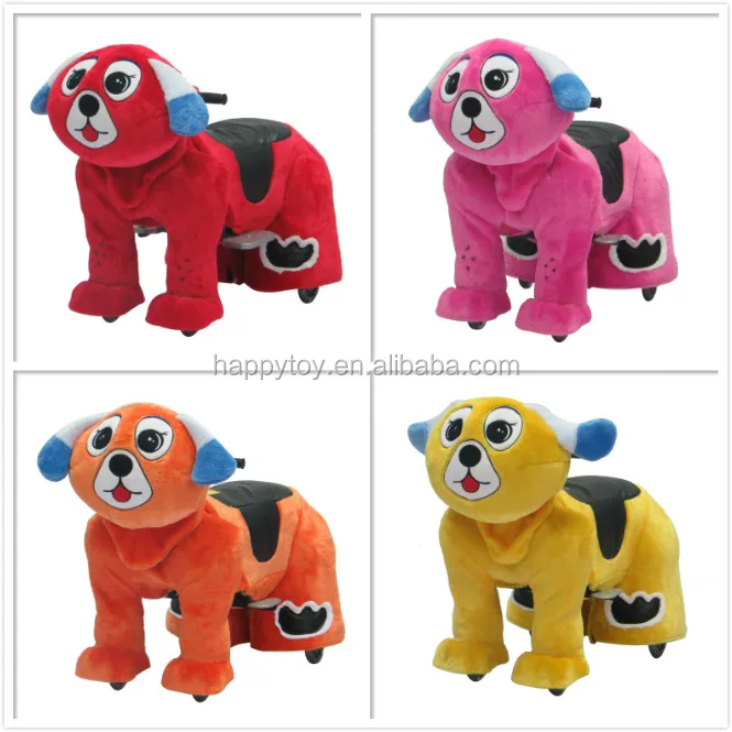 Plush stuffed animal scooter,children electric horse,plush rocking horse on wheels