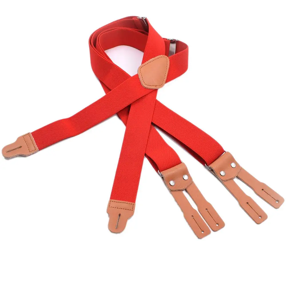 Newline Design Leather Button Suspenders Fashion Genuine Leather Suspenders Logger Work Suspenders