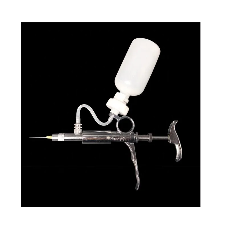 Veterinary syringe 5ml adjustable stainless steel injection luer lock type with plastic bottle vaccine does continuous injector
