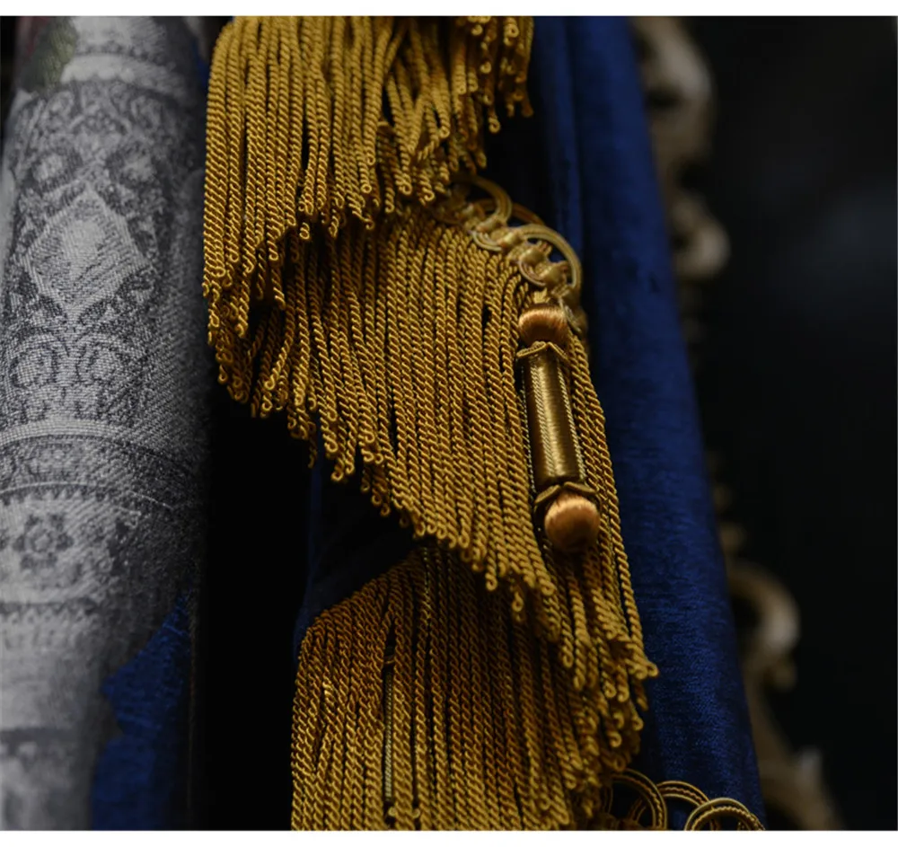 Luxurious Embroidery Window Curtains Valance Flocking Chenille Jacquard  living room bedroom double layer curtain (BY12-A10001)