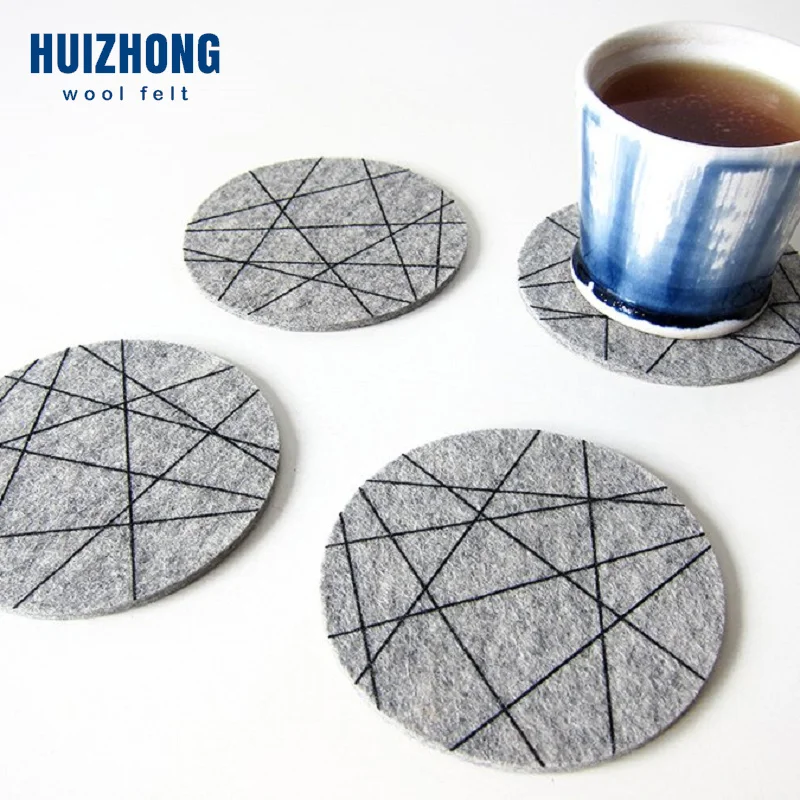 holiday kitchen decoration Customized Shape Logo Printed felt cup coaster 8pcs one set