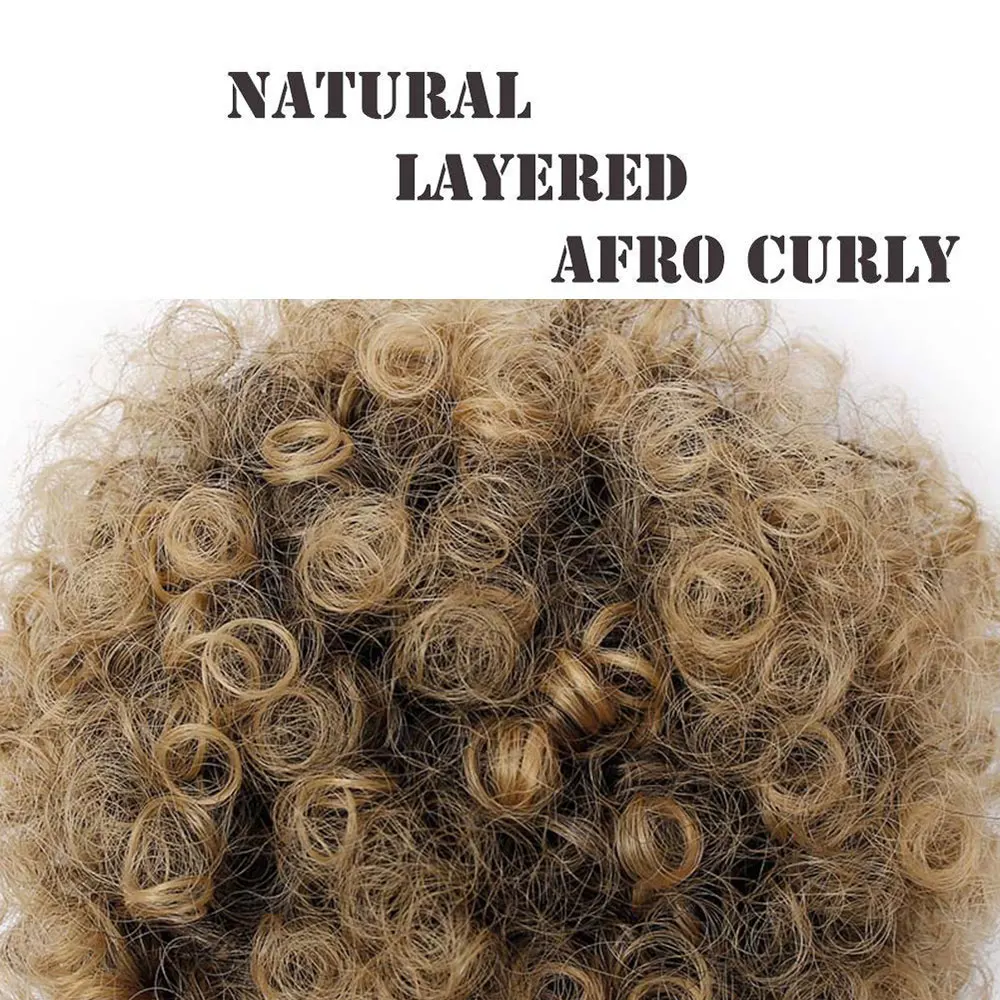 Aisi Hair женский синтетический пуховик, афро короткий кудрявый пучок волос T1B 27 #, пучок для хвоста с кулиской для черных женщин