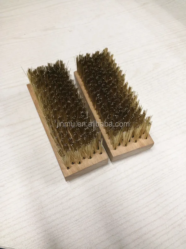 Brass wire brush with hardwood block of machine tools