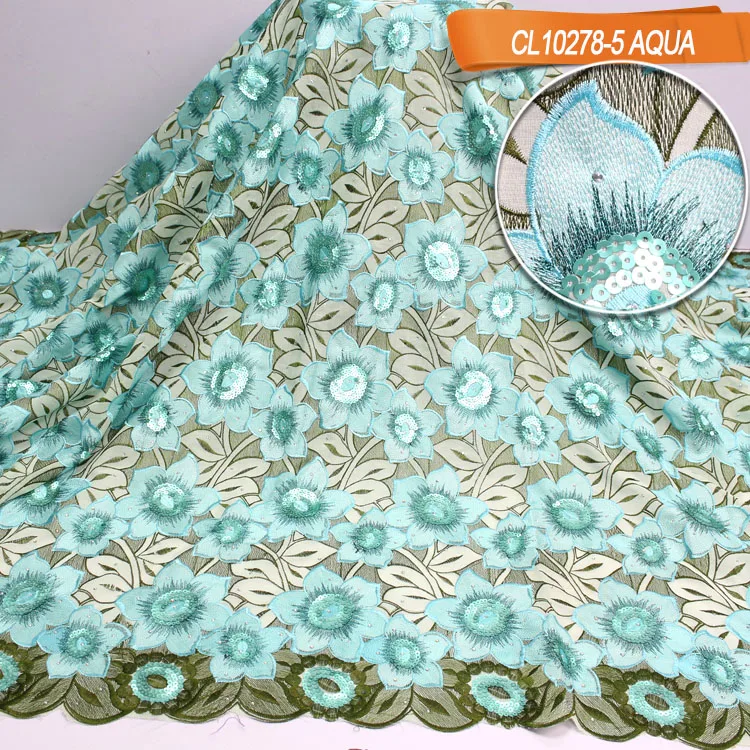 Heavy african cotton swiss voile lace fabric with sequins