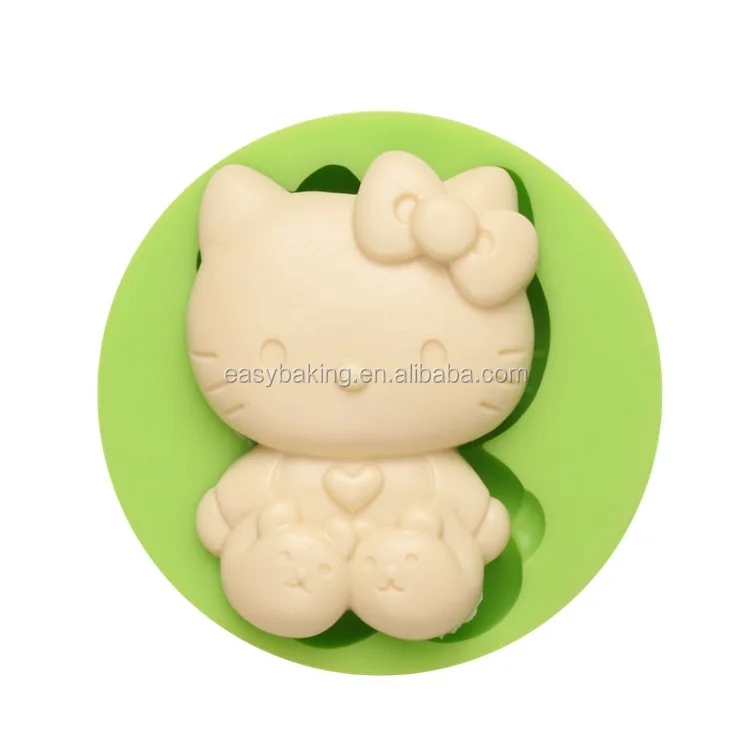 Cute cartoon series kitty shape silicone soap molds fondant cake decoration
