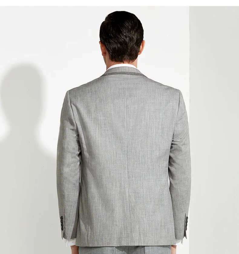 China men suit factory wool blended blazer men slim casual fabric grey coat pant men suit