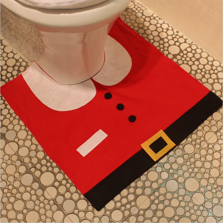 Santa Claus Toilet Seat Cover and Rug Bathroom Set Contour Rug Christmas Decorations for Home Papai Noel Navidad Decoracion