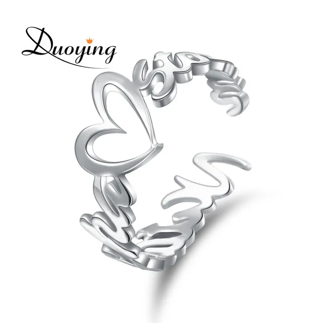Custom Name Ring Personalized Gold Wedding Ring Engraved Your Name Jewelry Initials Open Ring