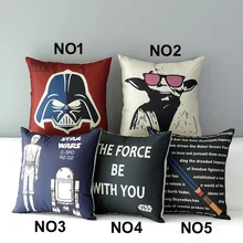 18″ Square Star War Cotton Linen Cushion Cover Ikea Sofa Decorative Throw Pillow Home Chair Car Pillow Case almofadas HD801